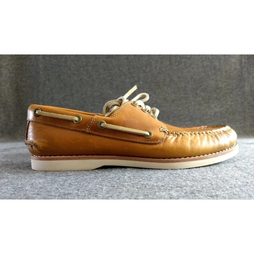 FRYE Leather Sully‎ Boat Shoes Mens 8 Caramel Brown Slip On Lace Up Loafers